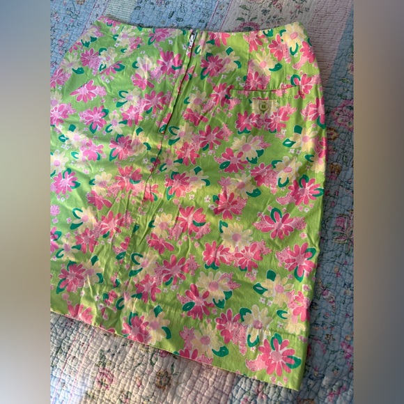 Vintage Lilly Pulitzer Skirt Pink/Green Floral w/ Rhinos Cotton Lined: Size 6 - Picture 14 of 16